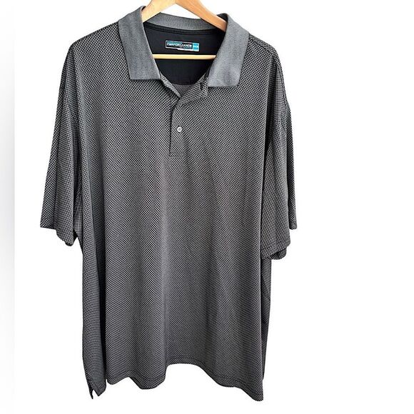 Roundtree & Yorke Performance Polo Shirt 3XB Gray Geometric Print - Picture 4 of 8